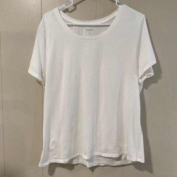 Quince White Cotton Short Sleeve T-Shirt Women’s Size XL Soft Classic Tee - Picture 1 of 4